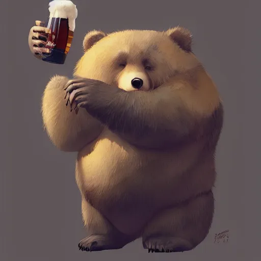 Prompt: a fat bear drinking a beer,digital art ,artstation ,ross tran , wlop