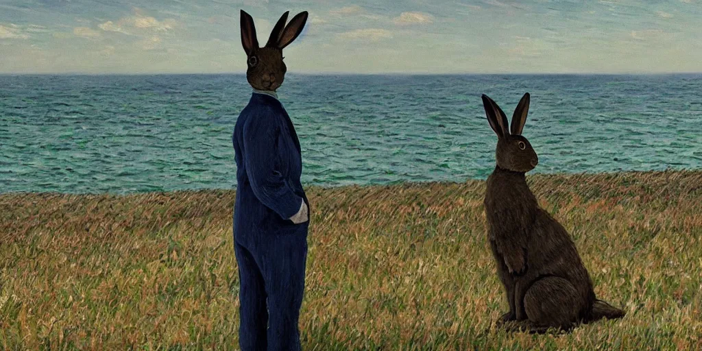 Image similar to a rabbit in the movie loving vincent, screenshot