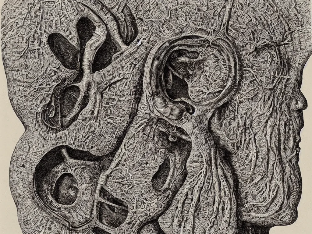 Image similar to Inside the ear. Painting by Ernst Haeckel, Rufino Tamayo