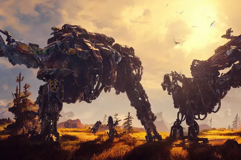 Image similar to glinthawk machine mecha animal beast robot of horizon forbidden west horizon zero dawn bioluminiscence global illumination ray tracing hdr fanart arstation by sung choi and eric pfeiffer and gabriel garza and casper konefal