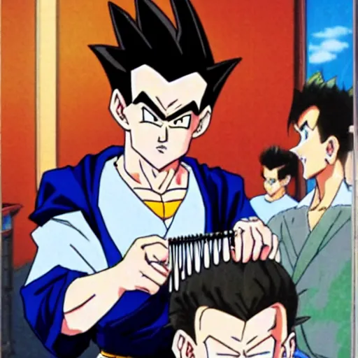 Image similar to gohan getting his haircut