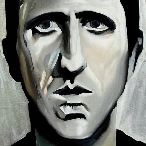 Prompt: Trent Reznor portrait, post-modern painting, museum art, mathieu malouf