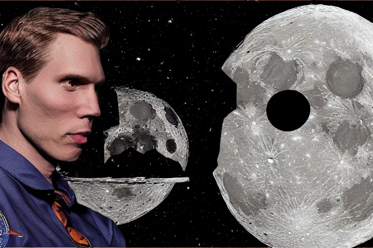 Image similar to jerma 9 8 5 face in a moon, jerma 9 8 5 face on a moon, jerma moon, jerma, epic wallpaper trending on artstation, highly detailed digital artwork