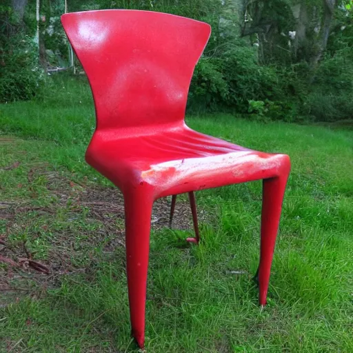 Prompt: chair made of red flesh