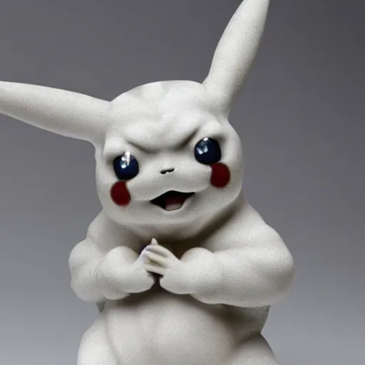 Image similar to a white crystal marble sculpture of pikachu by guillaume geefs