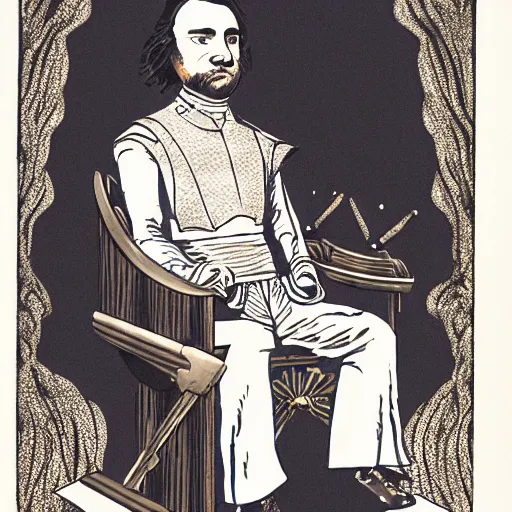 Prompt: george floyd depicted as king sitting on the iron throne, game of thrones