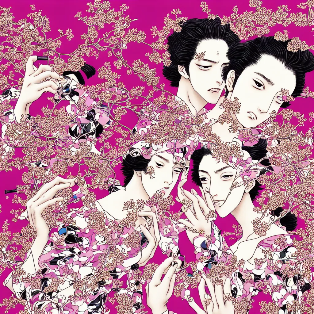 Image similar to fragrance advertising campaign by hirohiko araki, highly detailed, intricate