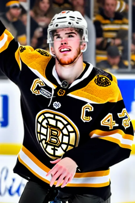 Image similar to conner mcdavid in a boston bruins jersey