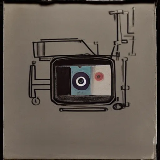 Prompt: portrait of a robot with camera eyes, anne leibovitz