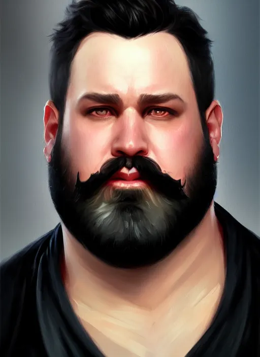 Image similar to a _ fantasy _ style _ portrait _ painting _ of white male short black hair chubby disconnected beard, rpg dnd oil _ painting _ unreal _ 5 _ daz. _ rpg _ portrait _ extremely _ detailed _ artgerm _ greg _ rutkowski _ greg