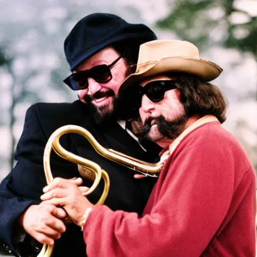 Image similar to photo of chuck mangione hugging his flugelhorn