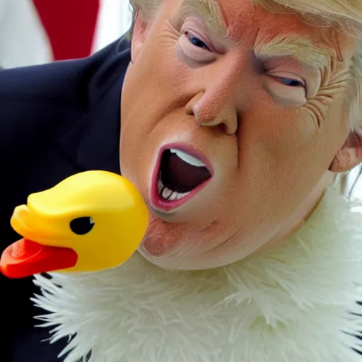 Image similar to donald trump biting a rubber ducky