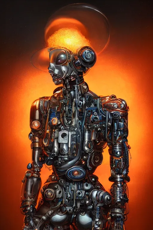 Prompt: a beautiful ultra detailed fine art portrait of a futuristic mechanical cybernetic firefighter cyborg in uniform, by tom bagshaw and anna dittman, studio lighting, firefighter, golden ratio composition, 3 5 mm lens, cybernetic scifi, deep depth of field, artstation, 8 k