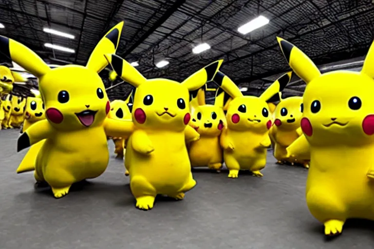 Image similar to a warehouse full of pikachu