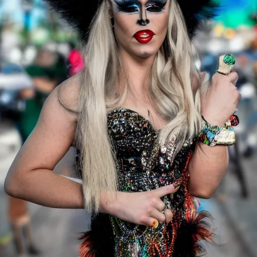 Image similar to a photo of a drag queen, shallow focus