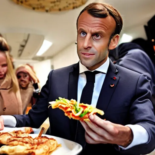 Image similar to emmanuel macron eating a kebab