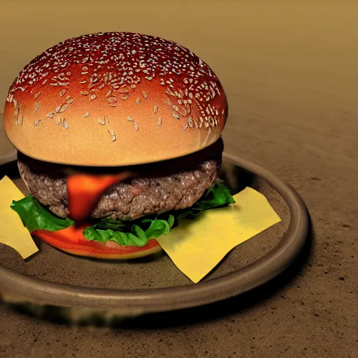 Prompt: A burger filled with shattered glass, Rotten Egg, Ketchup, Mustard, Dirt, Mud, Fish, Skeleton bones, Computer Parts, Realism, Realistic, HDR Clear Image, HDD, Dynamic Lighting,
