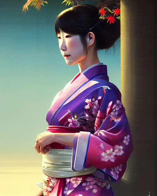 Image similar to a beautiful okinawa girl wear elegant yukata in festival | | summer night, realistic shaded, pleasant face, good looking, fine details, 4 k realistic, cryengine, realistic shaded lighting poster by greg rutkowski, magali villeneuve, artgerm, jeremy lipkin and michael garmash and rob rey