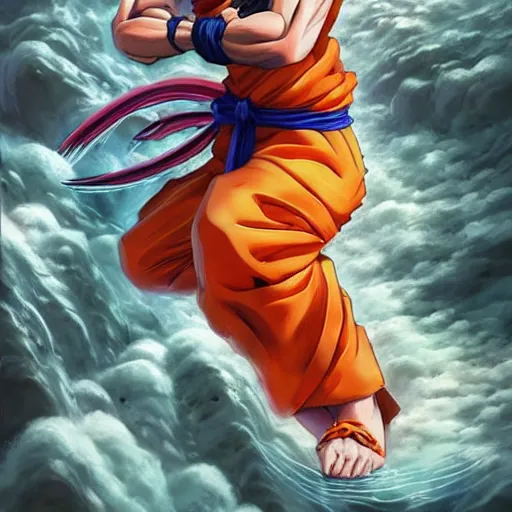 Image similar to son goku in nigiri sushi suit art by stanley artgerm lau, wlop, rossdraws, james jean, andrei riabovitchev, marc simonetti, yoshitaka amano, artstation, cgsociety