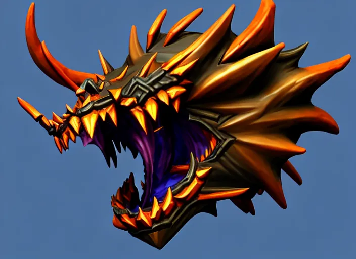 Image similar to raging oni bone dragon head, stylized stl, 3 d render, activision blizzard style, hearthstone style, darksiders art style