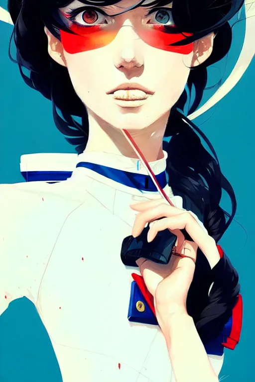 Image similar to a ultradetailed beautiful panting of a stylish woman wearing a sailor uniform, she has black hair, by conrad roset, greg rutkowski and makoto shinkai, trending on artstation