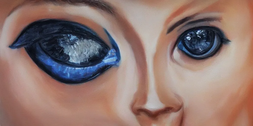 Image similar to beautiful cyclops woman, painting, hyper-realistic