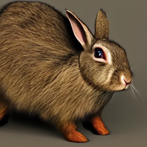 Image similar to rabbit with Realistic graphics, 3d render,