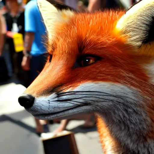 Prompt: Photo of a fox at San Diego Comic Con