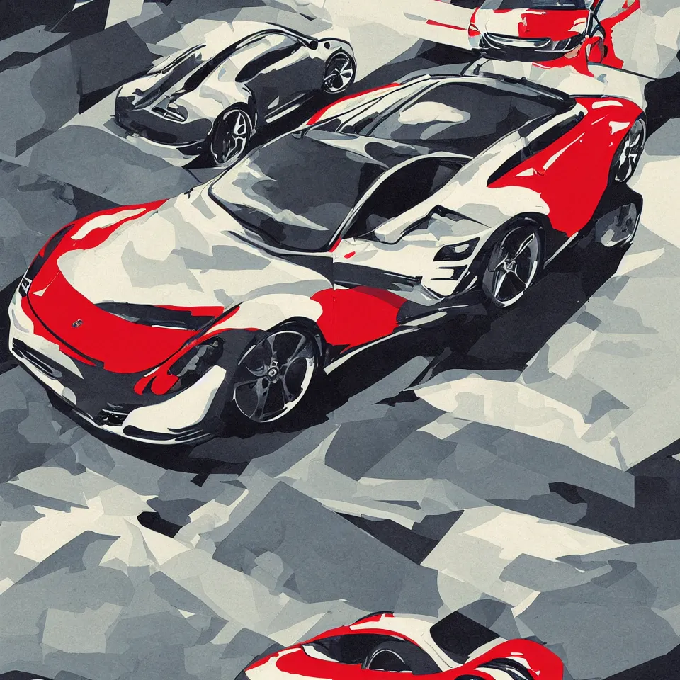 Prompt: abstract advertising illustration for porsche