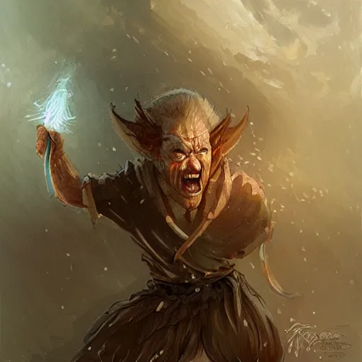 Prompt: crazy asian man as the caracter of lord of the ring by artgrem, greg rutkowski