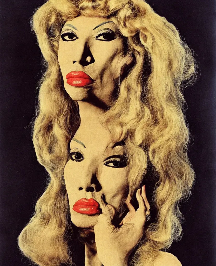 Prompt: a portrait by salvador dali representing amanda lear