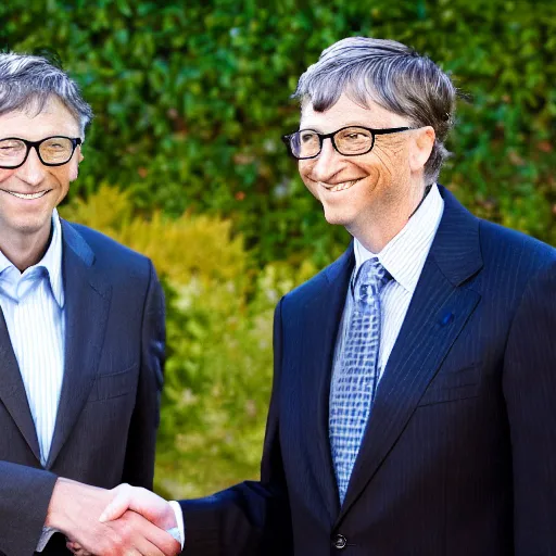 Image similar to bill gates invested in marijuana drug buisness, bill gates shaking hands with marijuana drug lord, real event, historical event, realistic, hdr, clear image, hdd, dynamic lighting,