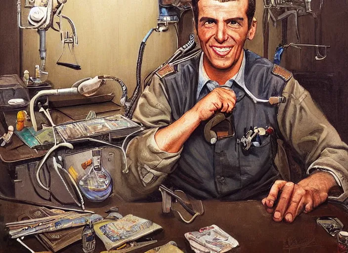 Prompt: a highly detailed fallout portrait of a dentist, james gurney, james jean