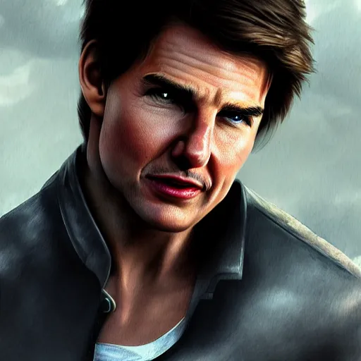 Image similar to tom cruise in mario games, digital art, highly - detailed, artstation cgsociety masterpiece