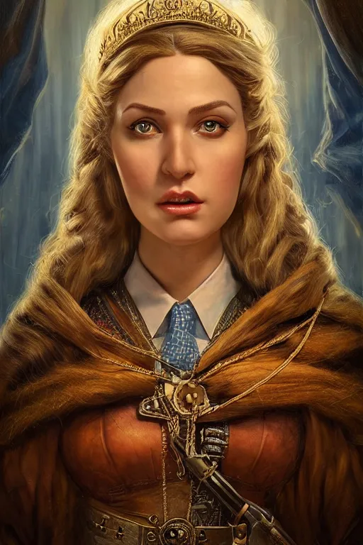 Image similar to Portrait of a beautiful female Benjamin Netanyahu Disney princess, Regal, Realistic, Refined, Detailed Digital Art, Oil Painting, Michael Cheval, Esao Andrews, Art Frahm, Steampunk, Walt Disney (1937), Highly Detailed, Cinematic Lighting, Unreal Engine, 8k, HD