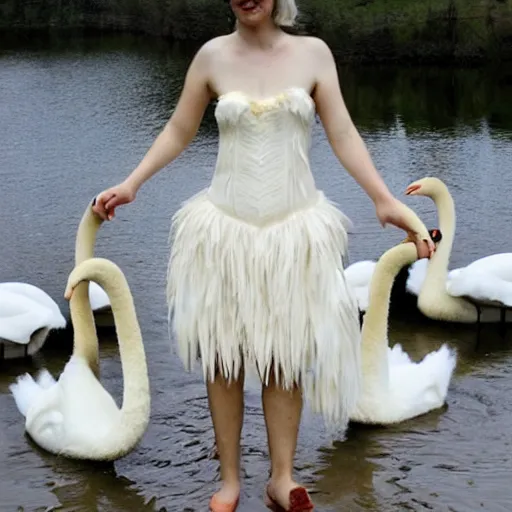 Prompt: dress made out of swans