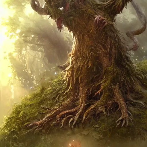 Prompt: a rat creature, in the shape of a ent, by greg rutkowski, trending on art station, highly detailed, magic the gathering, matte painting