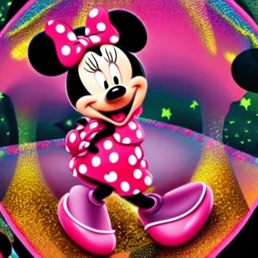 Image similar to minnie mouse having a psychedelic dmt mushroom lsd trip