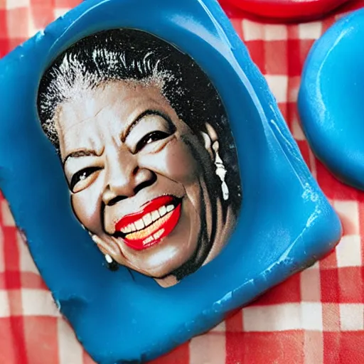 Image similar to maya angelou in molded blue jell - o, food photography