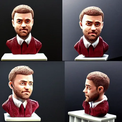 Image similar to justin timberlake made out of polymer clay detailed sculpture trending on artstation