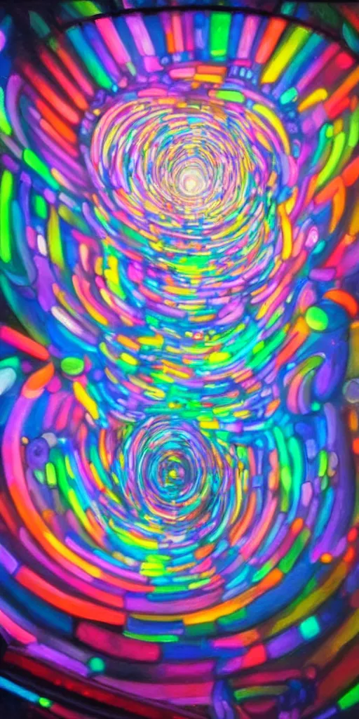 Image similar to a beautiful painting of a stargate by takashi murakami 8 k particulate neon light film grain