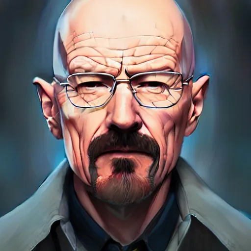 Prompt: a portrait of walter white, art by lois van baarle and loish and ross tran and rossdraws and sam yang and samdoesarts and artgerm and saruei and disney, digital art, highly detailed, intricate, sharp focus, trending on artstation hq, deviantart, unreal engine 5, 4 k uhd image