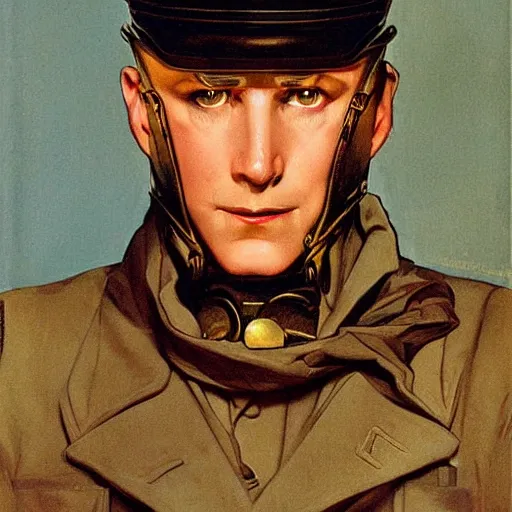 Image similar to futurist soldier, by leyendecker