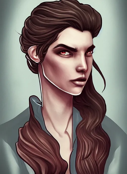 Image similar to a portrait of an arcane style character, head and shoulders, stylized, dramatic lighting by laura brouwers