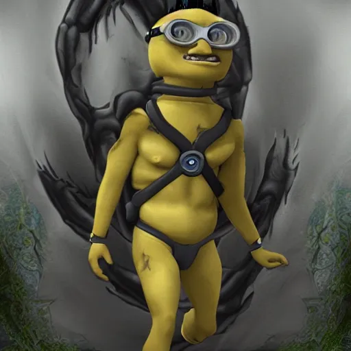 Prompt: human minion hybrid chimera