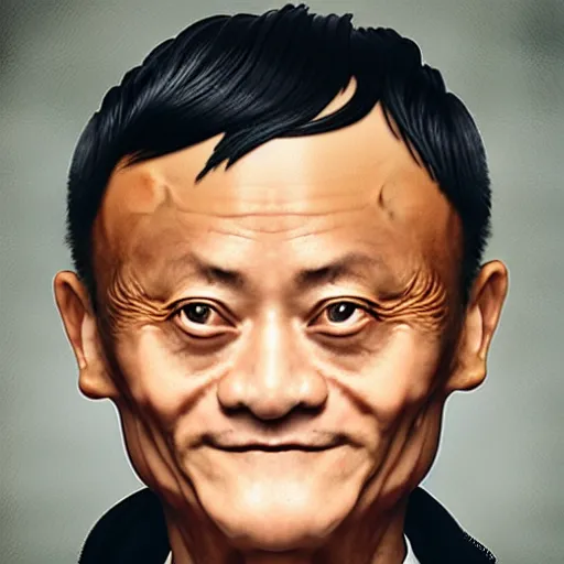 Prompt: jack ma tiny face enlarge cranium photo portrait