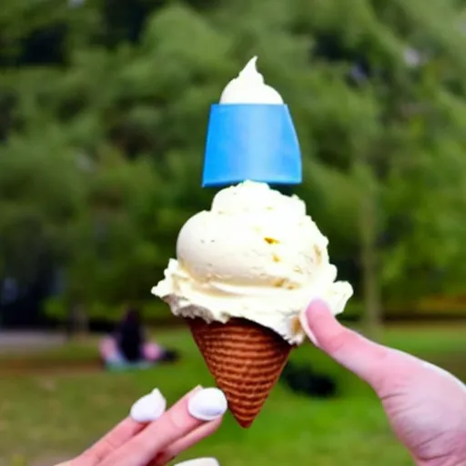 Image similar to levitating ice cream cone with a surprise