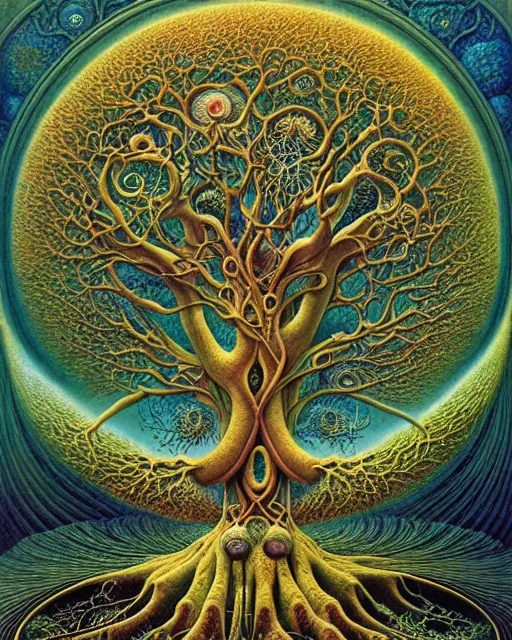 Image similar to tree of life by roger dean and andrew ferez, art forms of nature by ernst haeckel, divine chaos engine, symbolist, visionary, art nouveau, botanical fractal structures, organic, detailed, realistic, surreality