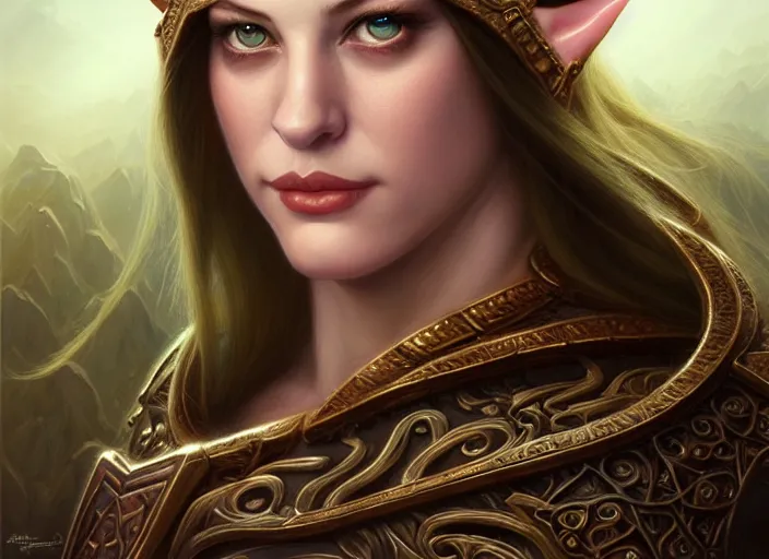 Image similar to portrait shot of young liv tyler as zelda the elf princess, intricate, elegant, highly detailed, centered, digital painting, artstation, concept art, smooth, sharp focus, illustration, artgerm, tomasz alen kopera, peter mohrbacher, donato giancola, joseph christian leyendecker, wlop, boris vallejo