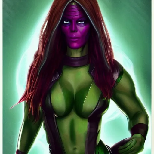 Image similar to full body portrait of kate beckinsale as gamora ( guardians of the galaxy ), beautiful face, digital art